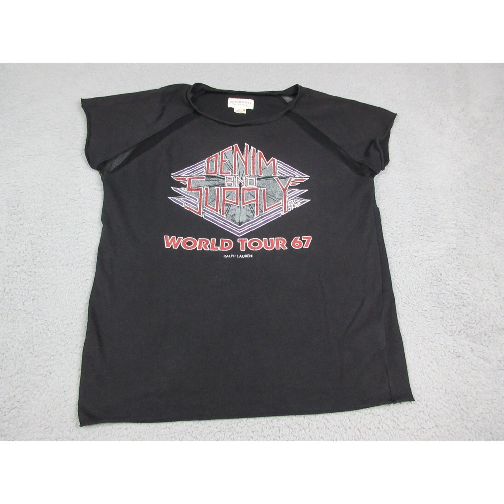 Denim & Supply Ralph Lauren Shirt Womens S Black World Tour 67 Graphic Tee